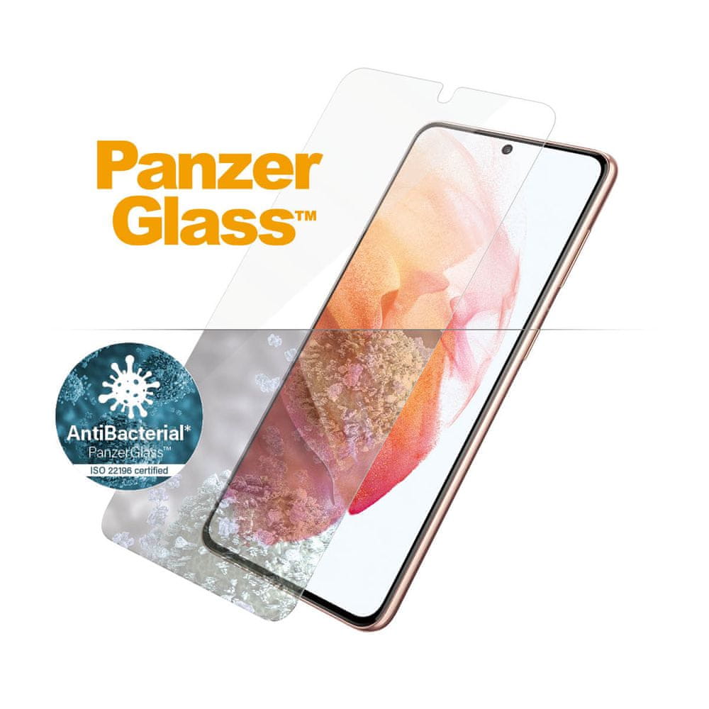PanzerGlass Edge-to-Edge Antibacterial pro Samsung Galaxy S21 5G (celolepené s funkčním otiskem prstů) 7269 - rozbaleno