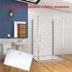 H K Třístěnný sprchový kout SYMPHONY U3 100x80x80 cm s posuvnými dveřmi včetně sprchové vaničky z litého mramoru