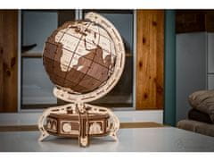 EWA ECO-WOOD-ART Globus hnědý - 3D rotující model Zeměkoule - 3D stavebnice ze dřeva