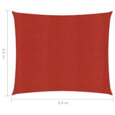 Vidaxl Stínící plachta 160 g/m2 červená 3,6 x 3,6 m HDPE