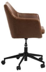 Design Scandinavia Kancelářská židle Nora, syntetická kůže, hnědá