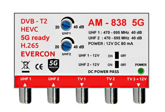 EVERCON Anténní zesilovač AM-838 5G bez napájecího zdroje