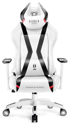 Diablo-Chairs X-Horn 2.0, XL, bílá/černá (5902560337860) herní ergonomická židle hybridní 3D nastavitelné područky výška od 170 cm