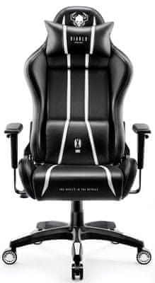 Diablo-Chairs X-One 2.0, černá/bílá (5902560337884) herní ergonomická židle nastavitelné područky tichá kolečka krční bederní polštář