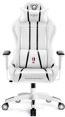 Diablo-Chairs X-One 2.0, bílá/černá (5902560337822) herní ergonomická židle nastavitelné područky tichá kolečka krční bederní polštář