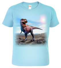 Hobbytriko Dětské tričko s dinosaurem - Tyrannosaurus 3D Barva: Nebesky modrá (15), Velikost: 4 roky / 110 cm