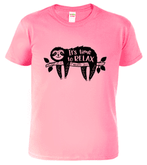 Hobbytriko Dětské tričko s lenochodem - it's time to relax Barva: Růžová (30), Velikost: 6 let / 122 cm