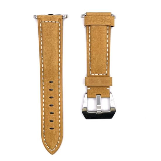 BStrap Leather Lux řemínek na Apple Watch 38/40/41mm, silver/brown