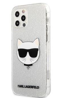 Karl Lagerfeld Choupette Head Glitter Kryt pro iPhone 12 Pro Max 6.7 Silver KLHCP12LCHTUGLS