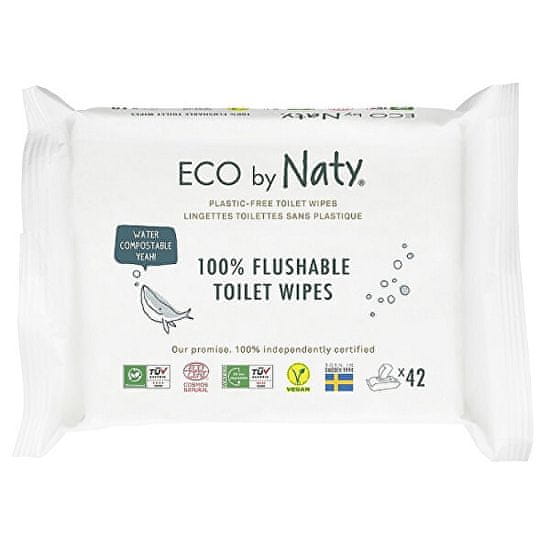 ECO by Naty ECO vlhčené splachovatelné ubrousky s funkcí toaletního papíru Naty bez vůně (42 ks)
