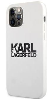 Karl Lagerfeld Stack Black Logo Silikonový Kryt pro iPhone 12 Pro Max 6.7 White KLHCP12LSLKLWH