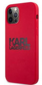 Karl Lagerfeld Stack Black Logo Silikonový Kryt pro iPhone 12/12 Pro 6.1 Red KLHCP12MSLKLRE