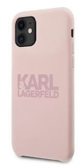 Karl Lagerfeld Stack Pink Logo Silikonový Kryt pro iPhone 11 Pink KLHCN61STKLTLP