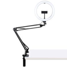 Puluz Selfie Ring kruhové LED světlo 10'' + držák na stůl, černé