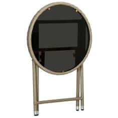 Greatstore Čajový stolek béžový 60 cm polyratan a tvrzené sklo