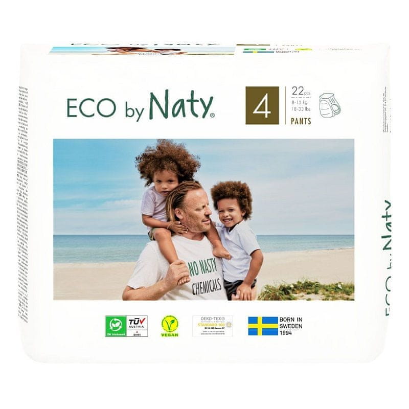 ECO by Naty Natahovací plenkové kalhotky 4 Maxi (8-15 kg) 22 ks
