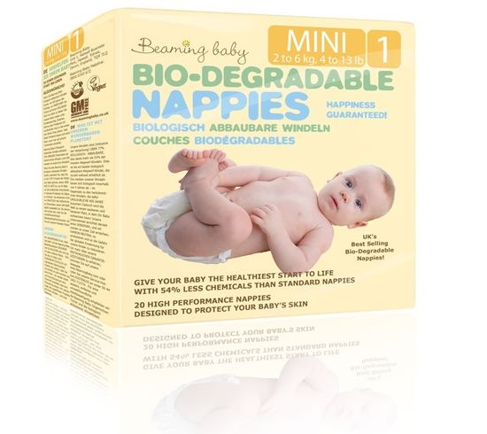 Beaming Baby 1 Mini (2-6 kg) 20 ks - Biologicky rozložitelné jednorázové plenky