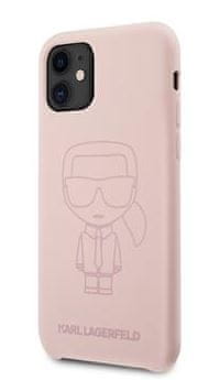 Karl Lagerfeld Iconic Outline Silikonový Kryt pro iPhone 11 Tone on Tone Pink KLHCN61SILTTPI