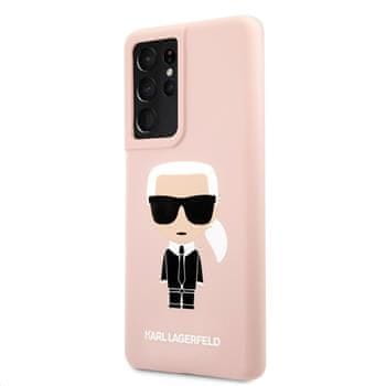 Karl Lagerfeld Iconic Full Body silikonový kryt pro Samsung Galaxy S21 Ultra KLHCS21LSLFKPI, růžový