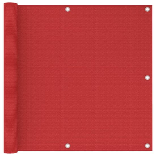 Vidaxl Balkonová zástěna červená 90 x 600 cm HDPE