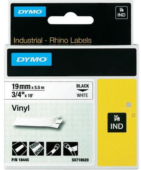 Dymo vinylová páska RHINO D1 19 mm x 5,5 m, černá na bílé, S0718620