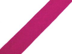 Kraftika 25m 222 fandango pink šikmý proužek bavlněný šíře 14mm