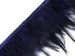 Kraftika 1m 7 modrá temná prýmek - kohoutí peří šíře 12cm