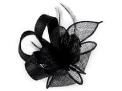 Kraftika 1ks černá fascinátor / brož květ s peřím, fascinátory