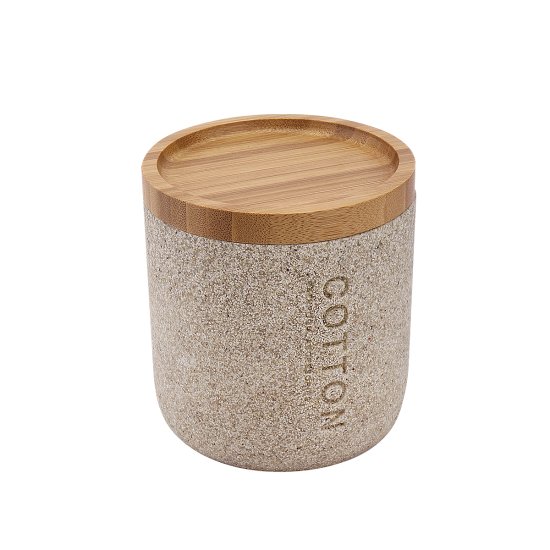 NIMCO Dóza na kosmetické tampony písková a bambusové dřevo NIMCO Kora KO 24051-86