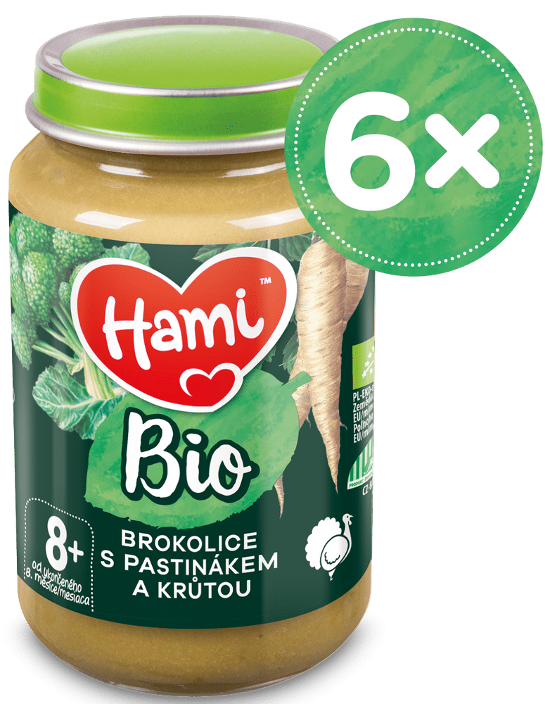 Levně Hami BIO masozeleninový příkrm Brokolice s pastiňákem a krůtou 6x 190g, 8+