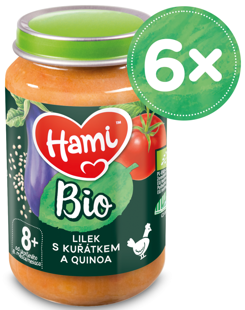 Hami BIO masozeleninový příkrm Lilek s kuřátkem a quinoa 6x 190g, 8+