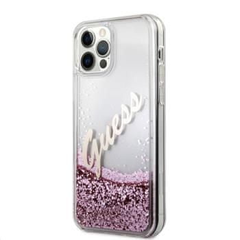 Guess Liquid Glitter Vintage zadní kryt pro iPhone 12/12 Pro GUHCP12MGLVSPI, růžový