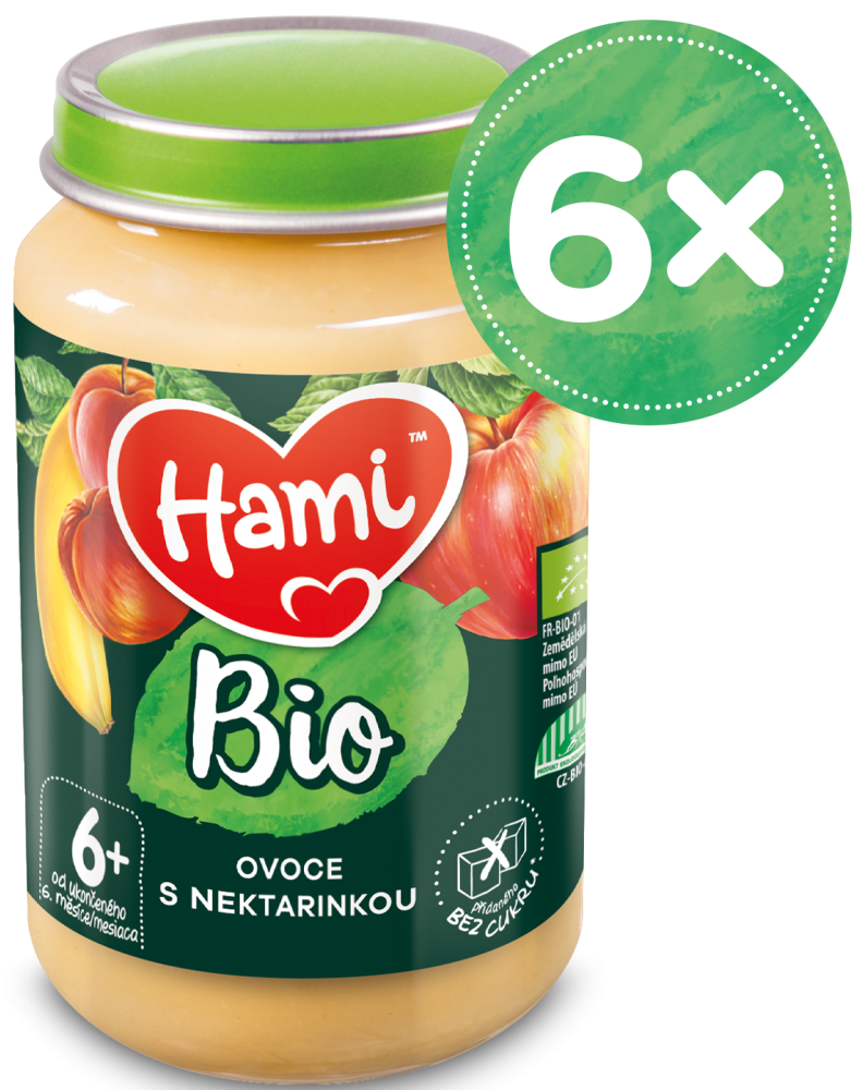 Hami BIO ovocný příkrm Ovoce s nektarinkou 6x 190g, 6+