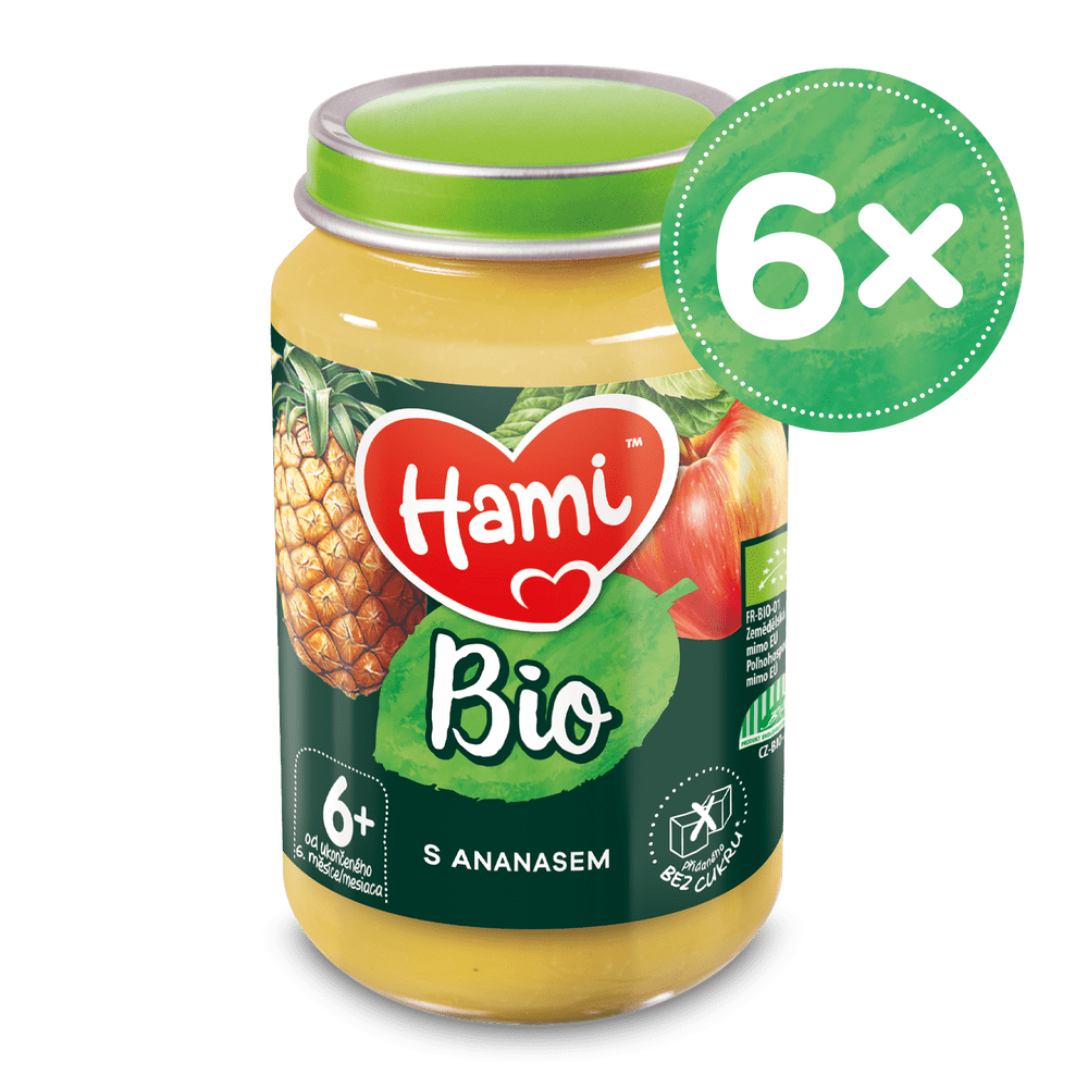 Hami BIO ovocný příkrm S Ananasem 6x 190g, 6+