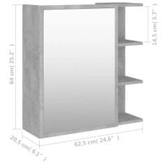 Greatstore Zrcadlová skříňka betonově šedá 62,5 x 20,5 x 64 cm dřevotříska