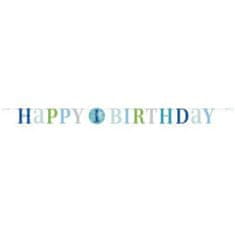 Párty girlanda 1. narozeniny - Happy Birthday - modrá 182 cm