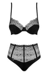 Obsessive Dámské erotické prádlo Sharlotte set + Ponožky Gatta Calzino Strech, černá, XXL