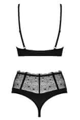 Obsessive Dámské erotické prádlo Sharlotte set + Ponožky Gatta Calzino Strech, černá, XXL