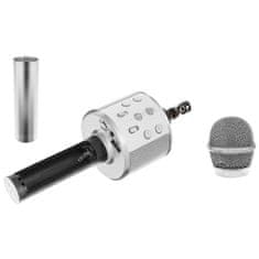 MG Bluetooth Karaoke mikrofon s reproduktorem, stříbrný