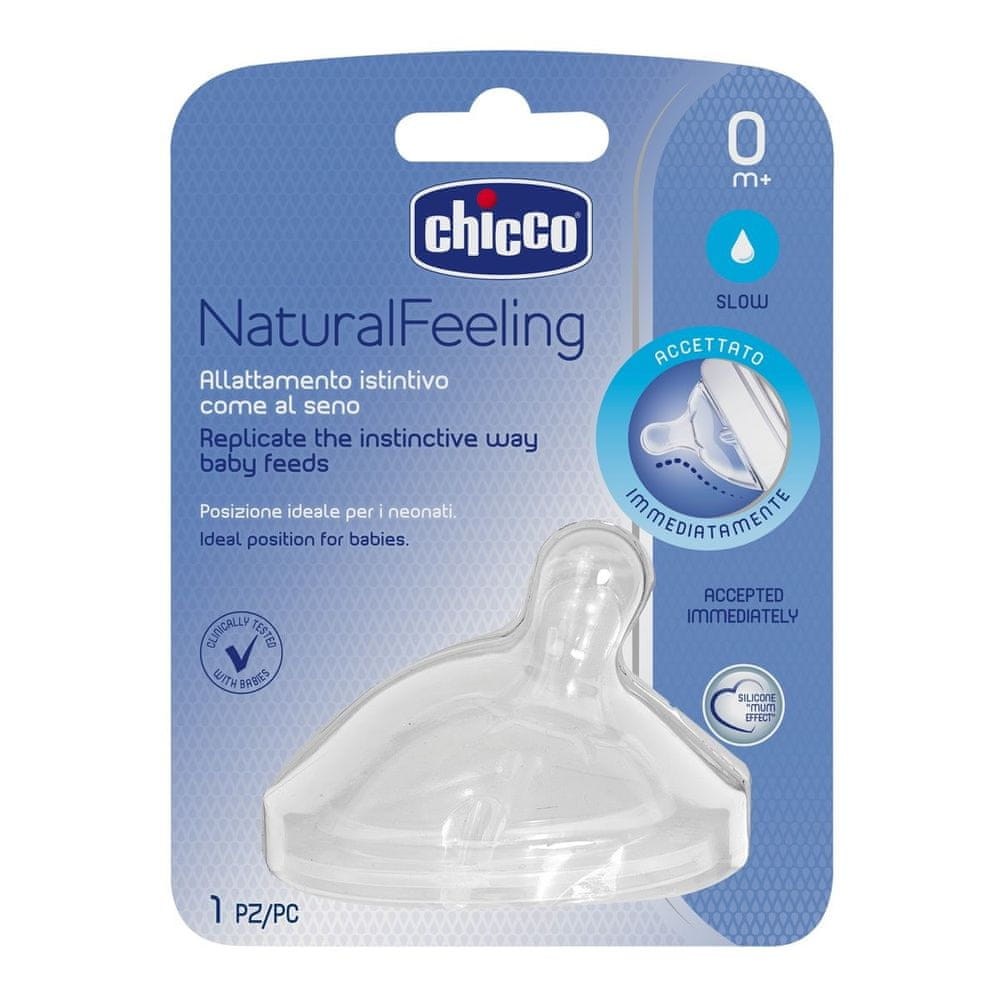 Levně Chicco Dudlík na láhev Natural Feeling silikon, normální průtok 1 ks, 0m +
