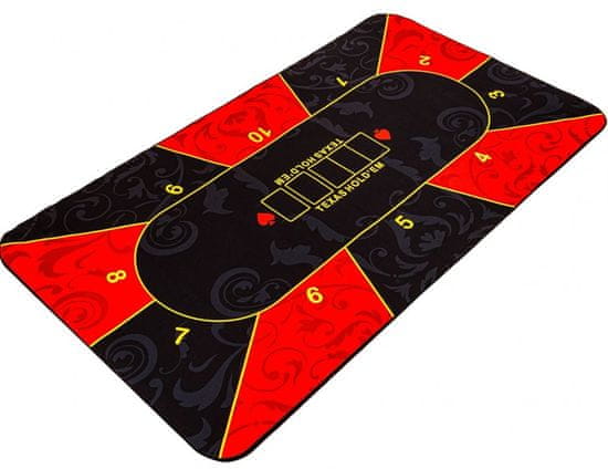 shumee Skládací pokerová podložka, červená/černá, 160 x 80 cm