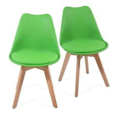 shumee Sada jídelních židlí s plastovým sedákem, 2 ks, zelené