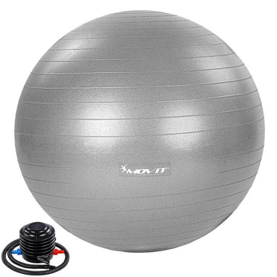Greatstore MOVIT Gymnastický míč s nožní pumpou, 65 cm, šedý