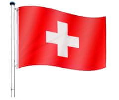 Greatstore Vlajkový stožár vč. vlajky Švýcarsko - 650 cm