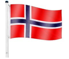 Greatstore Vlajkový stožár vč. vlajky Norsko - 650 cm