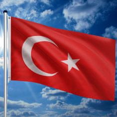 Greatstore Vlajkový stožár vč. vlajky Turecko, 650 cm