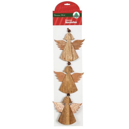 Guirma Vánoční ozdoby 3ks andílci ze dřeva 9,5 cm