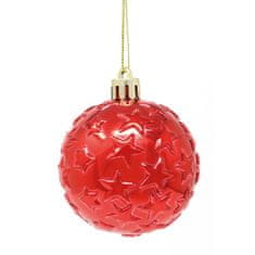 Guirma Vánoční ozdoby červené koule s hvězdičkami 4 ks 8 cm