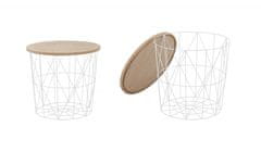 ATAN Odkládací stolek Mariffa - deska přírodní/podnož bílá