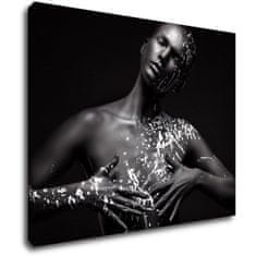 Impresi Obraz Portrét ženy černo stříbrný - 90 x 70 cm
